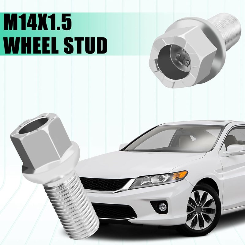 SamWinGear Wheel Bolts M14x1.5 Lug Bolts Wheel Studs WHT001812 Ball Seat Wheels Lug Bolt Alloy Steel 27mm Shank Length Chrome Replace Bolt Studs Hub Screws with Nuts for Audi Seat Skoda VW - Image 5